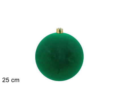 Palla di Natale 25 cm Floccata Verde  Decorazione Maxi