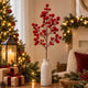 Stelo Natalizio 68 cm con Bacche Rosse Effetto Velluto