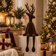 Renna Seduta Floccata Marrone Scuro 54 cm da Appoggio addobbo Natale