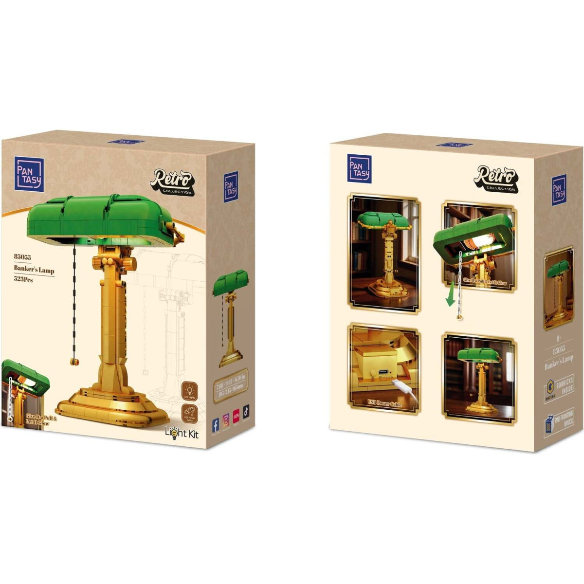 85055 Pantasy Set Mattoncini Collezione Retro Lampada da Scrivania del Banchiere