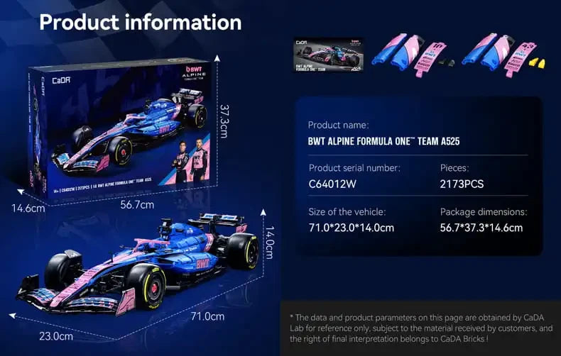 CaDA DBLC64012W BWT Alpine Formula One Team A525 1:8  Monoposto F1 da Costruire